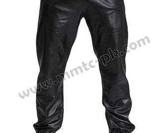 Red Lambskin Leather Pants: Elastic Waist, YKK Ankle Zippers