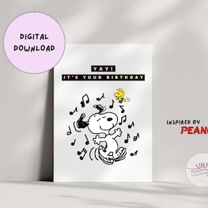 Tanzender Snoopy | Geburtstagskarte | KERAMIK | DIGITALER DOWNLOAD