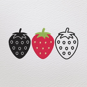 Strawberry Embroidery Design, Available 3 Sizes, Strawberry Machine Embroidery Design, Fruit Design, Instant Download