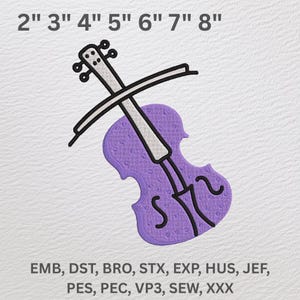 Purple Violin Embroidery Design: Musical Instrument Applique (Digital Download)