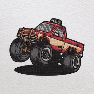 Monster Truck Embroidery Design, Machine Embroidery Design, Monster Truck EMB, Cartoon EMB, Available 4 Sizes, Instant Download