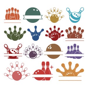 Bowling Ball Pins Logo Sport Theme Machine Embroidery Design Set of 15 Embroidery Patterns
