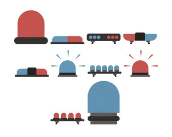 Noodsirene clipart borduurwerk ontwerp, knipperend ambulance licht minimale machine borduurwerk bestand, Instant Download