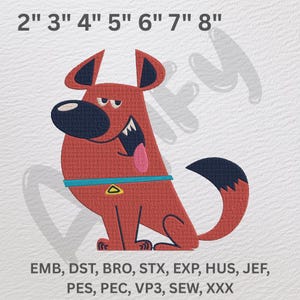 Funny Cartoon Dog Embroidery Design – 2” to 8” Digital Download