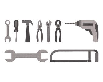 Tools Workshop Embroidery Design, Hand Tool Power Mechanic DIY Workshop Machine Embroidery File, 9 Design, 9 Size, Instant Download