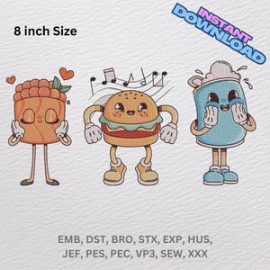 Verrückte Cartoon-Figur Stickerei, Maschinenstickerei, 8-Zoll-Größe, 3 Design, Instant Download