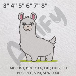 Cute Llama Embroidery Design | Alpaca Machine Embroidery File | Cartoon Farm Animal Applique