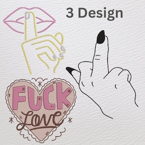 Middle Finger Embroidery Designs: Sassy Machine Embroidery (Digital Download)