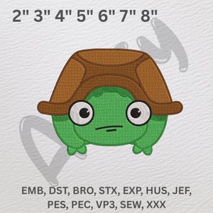 Cute Turtle Machine Embroidery Design – Cartoon Animal Embroidery File – Kids, Baby Clothes, Summer Digital Download – 2&quot; to 8&quot; Sizes