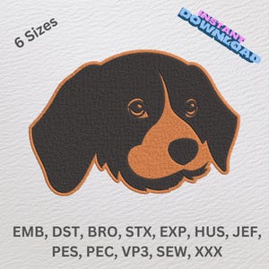 Dog Head Embroidery Design: Machine Embroidery (Instant Download)