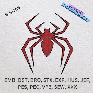 Spiderman T-shirt borduurontwerp, machineborduurontwerp, Spiderman-borduurwerk, verkrijgbaar in 6 maten, direct downloaden