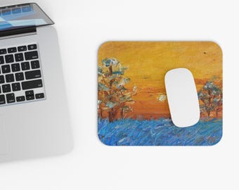 Sunset Landscape Mouse Pad: Colorful Art Desk Accessory