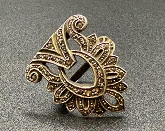 Vintage Marcasite and Sterling Silver Statement Ring