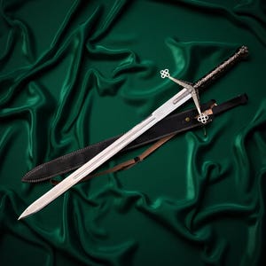 Épée écossaise en terre cuite - Grande épée légendaire à deux mains des Highlander en acier inoxydable pour collectionneurs et cosplay