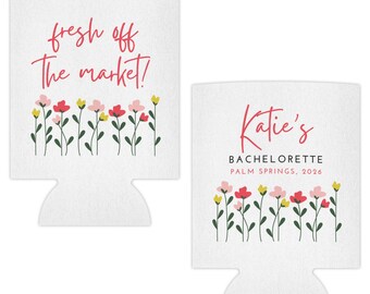 Custom Drink/Beer Can Cooler for Fresh off the Market Bachelorette Party, Koozie, Personalized Huggie, Custom Beer Sleeve, Bridal Shower
