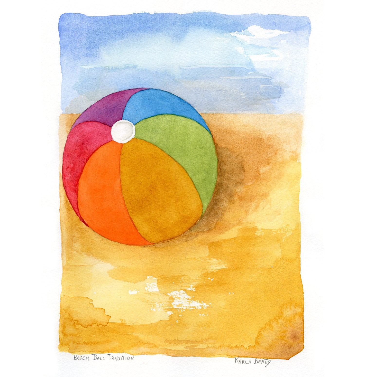 Beach Ball Tradition Watercolor Painting Original Watercolor Etsy
