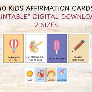 Cartões de Afirmação para Crianças para Imprimir | 40 Cartões de Afirmação Positiva para Crianças | Download Digital PDF | Cartões de Encorajamento para Crianças