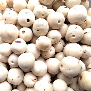Tagua Nut Beads Small White 20-30mm Package of 6 Beads