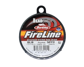 Hilo trenzado para abalorios Berkley FireLine, resistencia de 8 libras, cristal, 0,007 pulgadas (0,17 mm), 50 yardas.