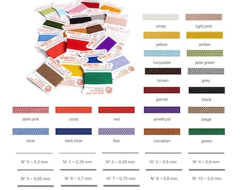 Griffin silk thread Sold per pack of 2 cards ( 4 meter / 4.4 yards / 157 inches ), select your colors and sizes