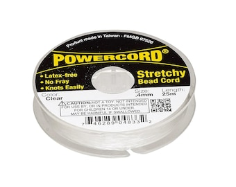 Cordino elastico Powercord con perline, trasparente, 25 metri / 27,3 iarde