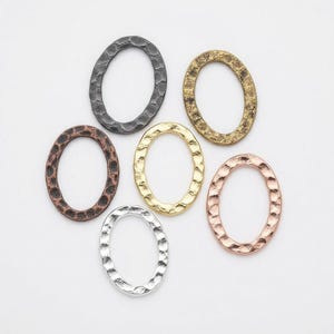 Hammered  double sided Flat Oval Link Components Steel 18x13mm. Package of 6