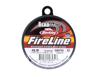 Hilo trenzado para abalorios Berkley FireLine, resistencia de 4 libras, cristal, 0,005 pulgadas (0,12 mm), 50 yardas.