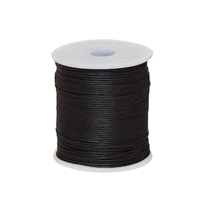 Waxed Cotton Cord 1mm Black, Sold per 100 meters / 109 yards spool