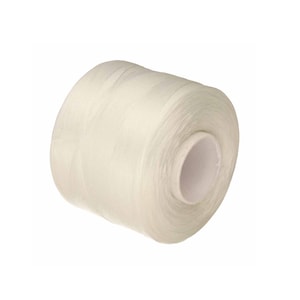 May include: A spool of off-white thread, tightly wound and cylindrical in shape. The thread appears smooth and slightly translucent, with a central hollow core. Ideal for sewing and crafting projects.