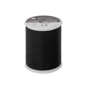 May include: A spool of black Miyuki Beading Thread, 330Dtex, 100% nylon, made in Japan. The spool is labeled WG20R and 12.