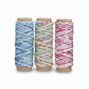 Cordón de cáñamo de 1 mm, 7 capas, 3 carretes, colores variados, 16,4 pies (5,5 yardas) cada uno, resistencia de prueba de 20 lb