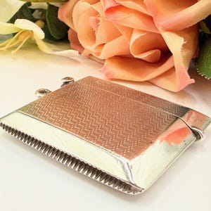 Antique Sterling Silver Vesta Case, Chester 1922, Engine Turned, Walker and Hall