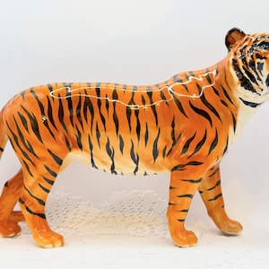 Vintage Beswick Tiger Figurine, Rare early Large gloss model 2096, Hand-Painted Ceramic jungle animal decor, mid-century, Perfect condition