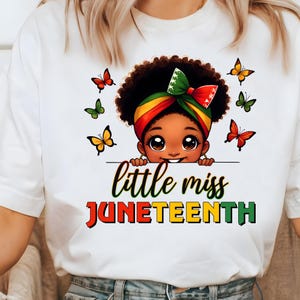 Little Miss Juneteenth png, Black Girl Juneteenth Shirt Design, Juneteenth png, Black History png, Cute Juneteenth Sublimation for Kids.