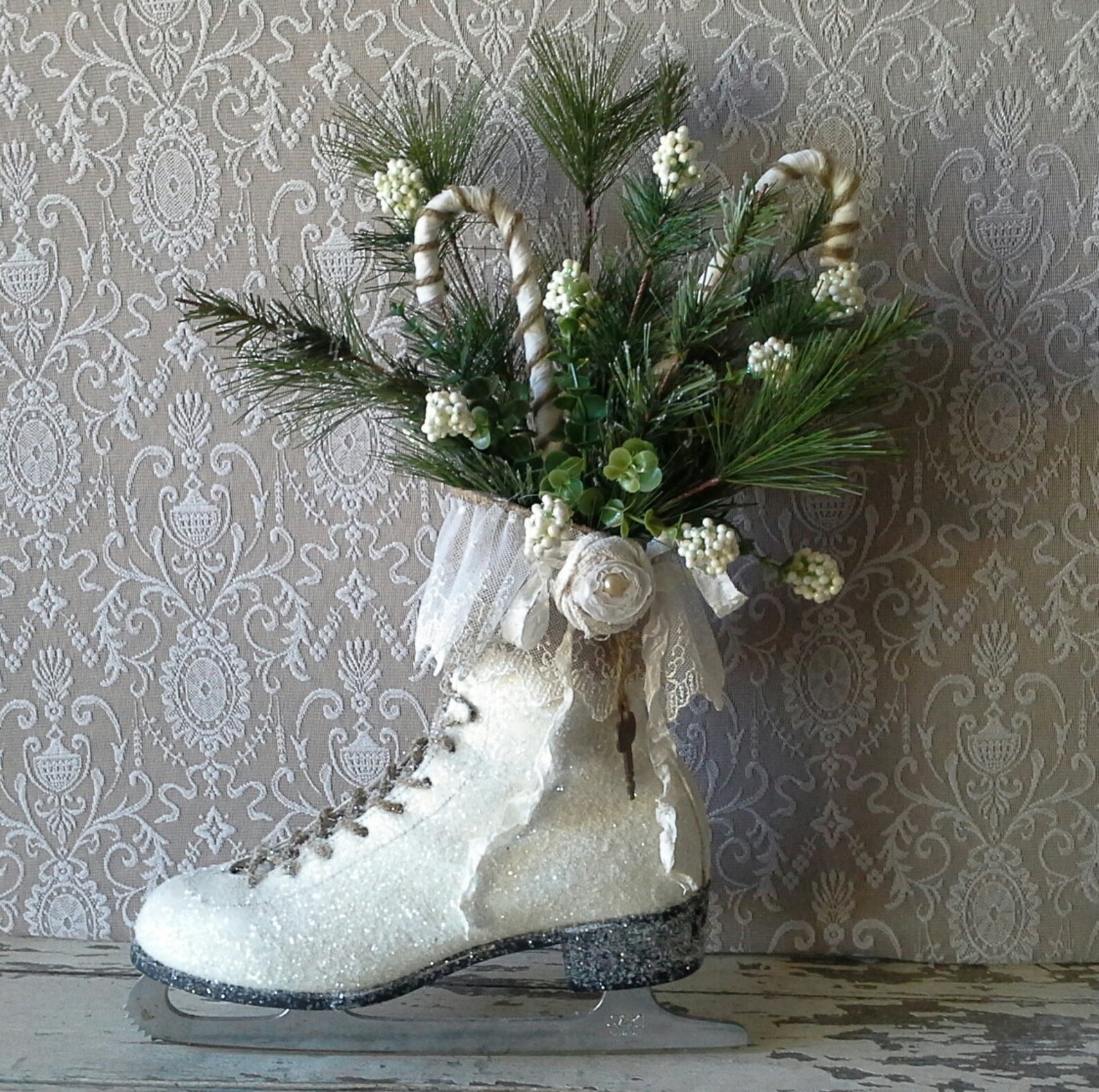 Winter Ice Skate Christmas Ice skate Wreath Wall decor | Etsy