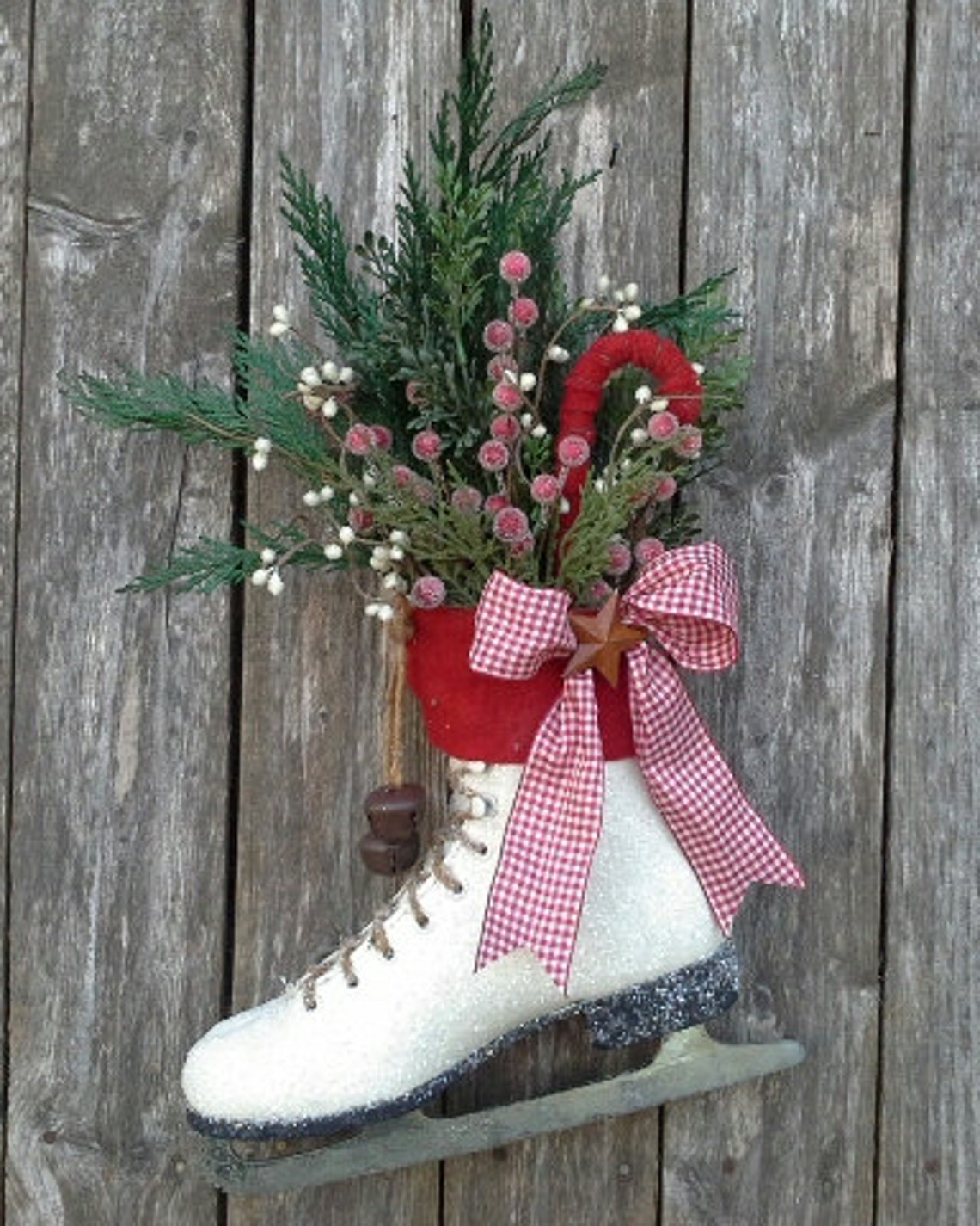 ICE SKATE Holiday decor Christmas Ice skate Wreath Etsy