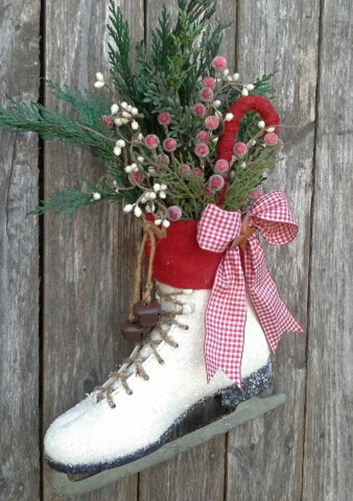ICE SKATE Holiday decor Christmas Ice skate Wreath Etsy
