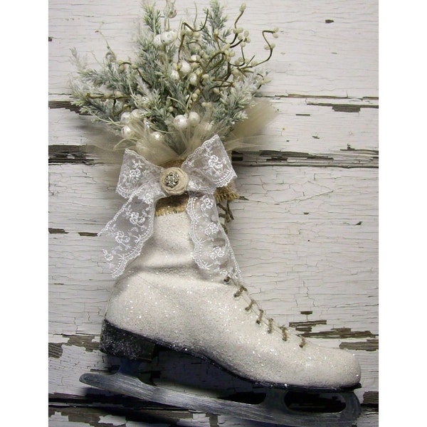 Winter Home Decor -SALE -  RESERVED - Ice Skate - Shabby Cottage style - VIntage - French Market