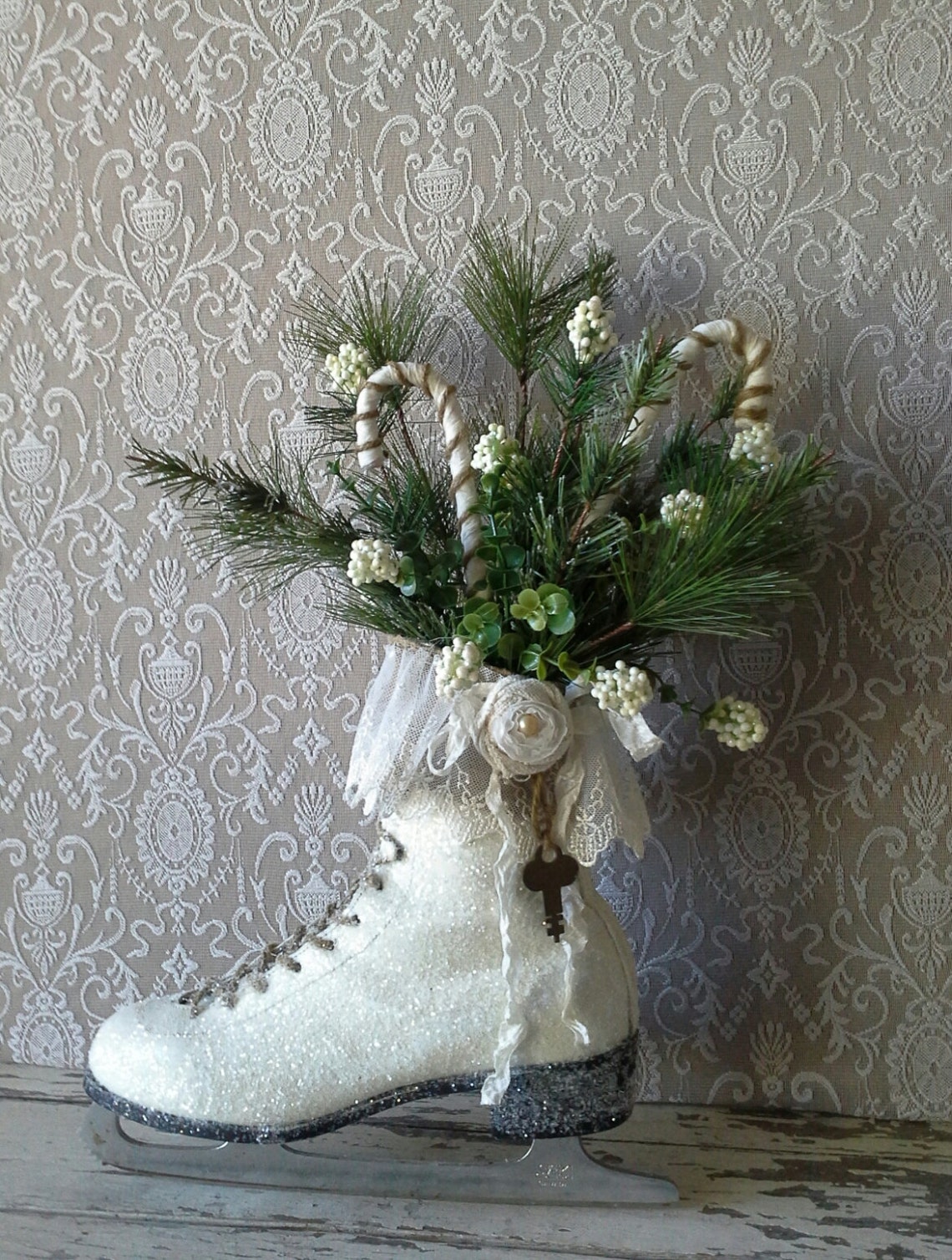 Winter Ice Skate Christmas Ice skate Wreath Wall decor | Etsy