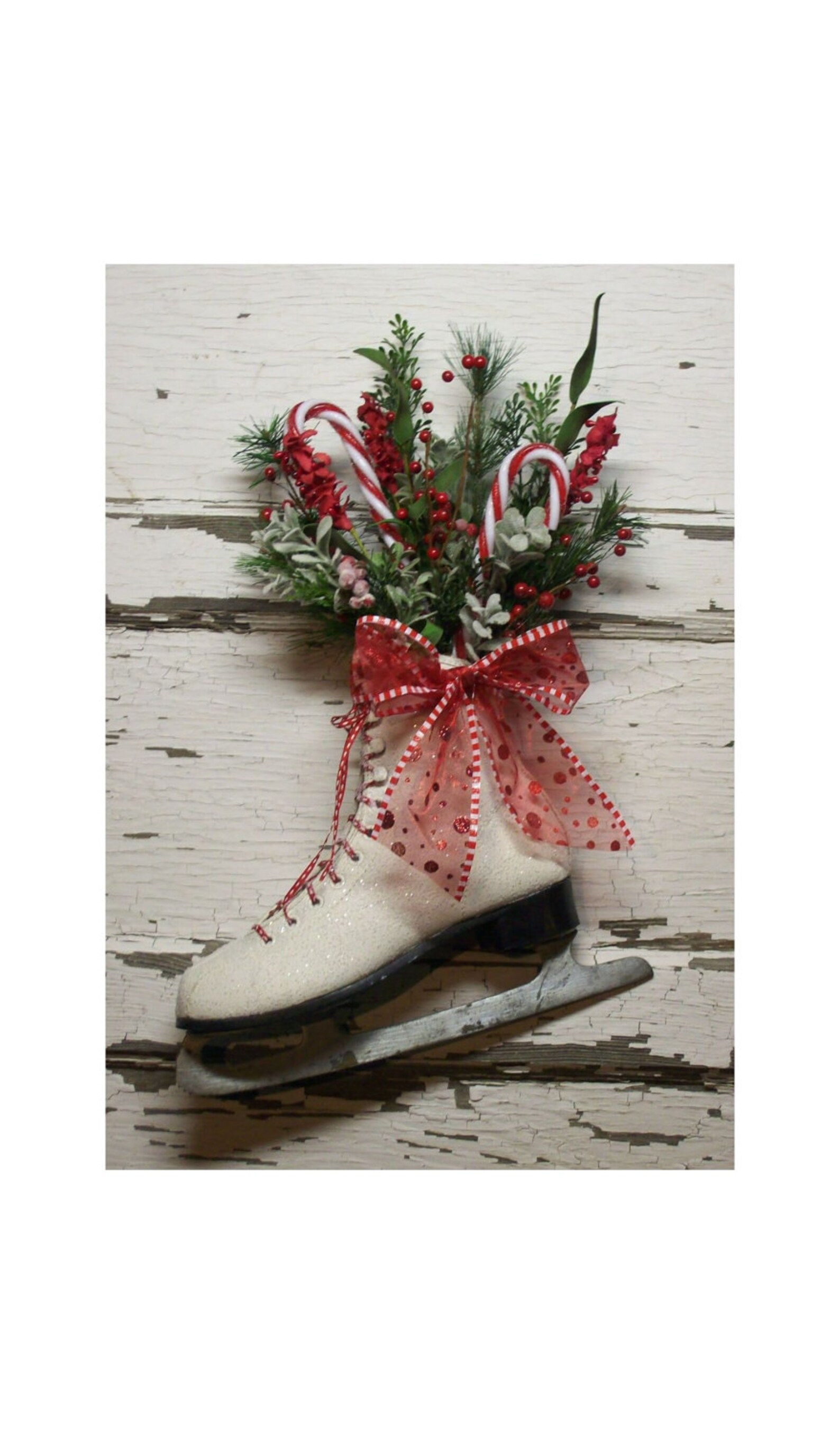 Christmas Ice Skate Christmas wreath Door decor vintage Etsy