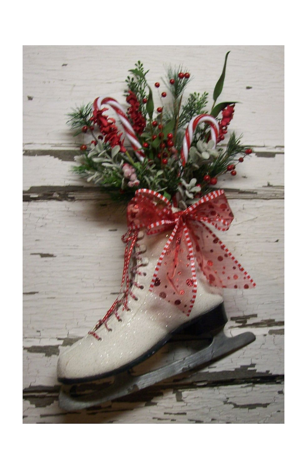 Christmas Ice Skate Christmas wreath Door decor vintage Etsy