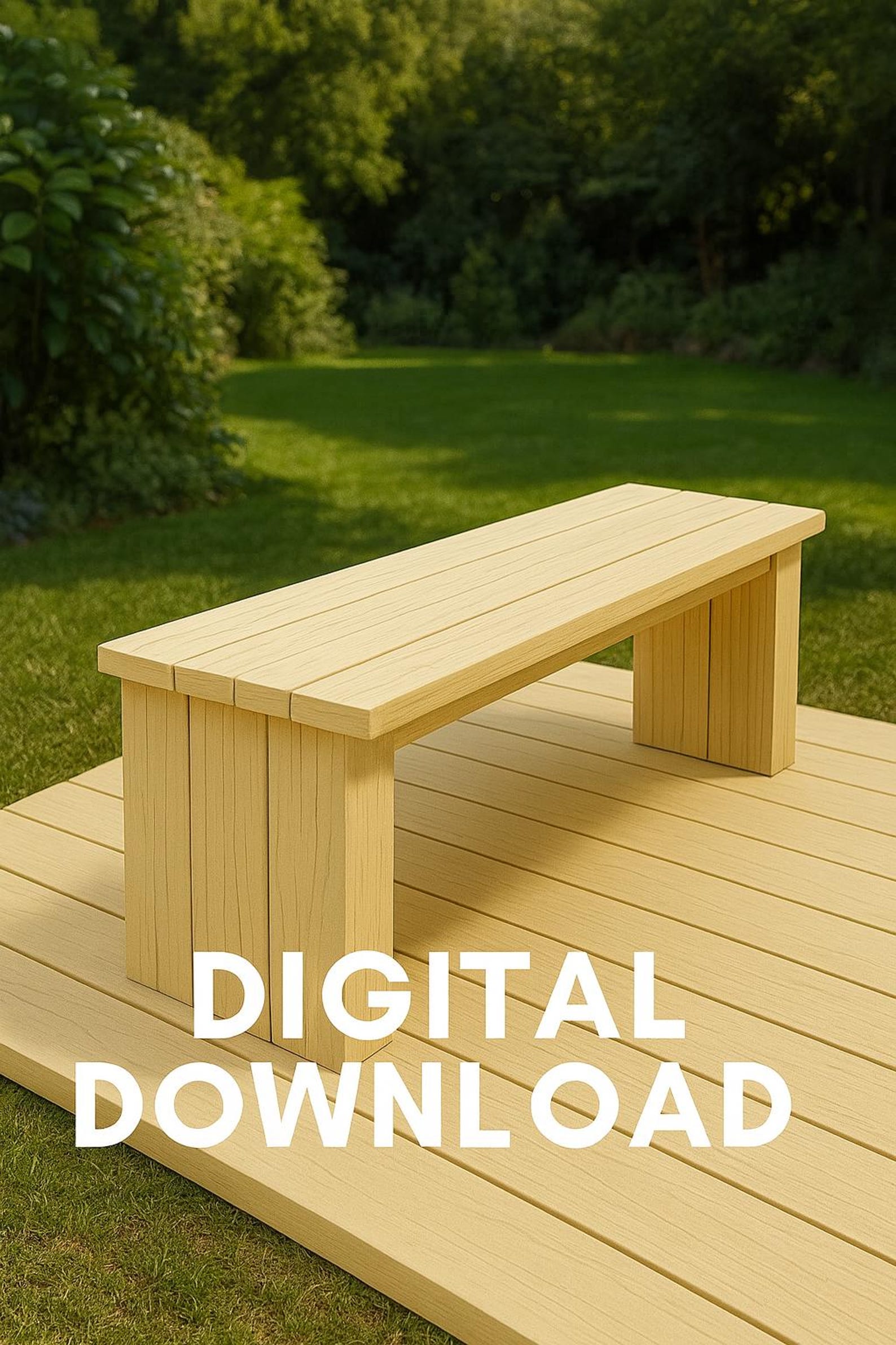 DIY Deck Bench Plans PDF – Build a 4 Ft Outdoor Wooden Garden Bench ...
