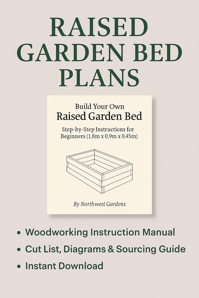 Raised Garden Bed DIY Plan – Wooden Vegetable Planter for Garden or ...