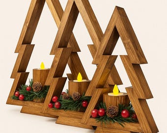 Progetti fai da te per alberi di Natale in legno / Progetto per alberi di Natale in legno / 2 modelli (con e senza ripiani) + regalo scaricabile gratuitamente
