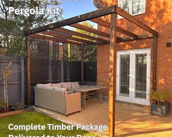 3m x 3m Wooden Pergola Kit – Timber DIY Garden Pergola Kit UK | Pre-Cut Treated Outdoor Structure with Instructions