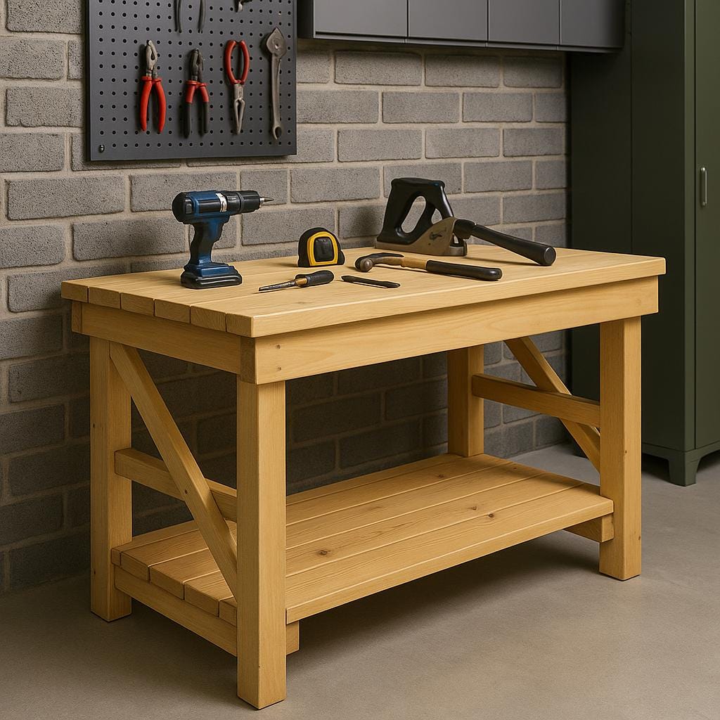 作業台の設計図 PDF – ガレージ、小屋、ワークショップ用の DIY 木製