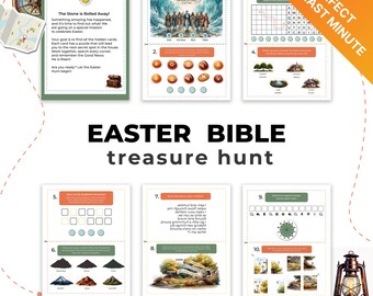 LAST MINUTE Christ-Centered Easter Treasure Hunt, Holy Week Scavenger Hunt, Bible Based Games, He is Risen, Kids Activities, Digital PDF
