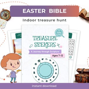 Easter Scavenger Hunt Church Easter Scavenger Hunt for Teens Indoor Clue Hunt Bible  Trivia Children&#39;s Church Games Indoor Treasure Hunt