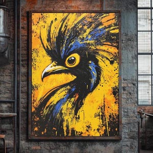Exotic Bird Wall Art | Cassowary Canvas Print | Wildlife Abstract Painting | Colorful Tropical Bird Decor | Modern Luxury Animal Wall Art