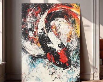 Koi Fish Canvas Print | Bold Japanese Wall Art, Zen Decor, Lucky Fish Painting